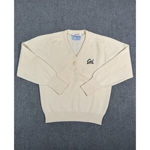 Vintage University Of California Berkeley Football Wool Sweater Mens Small Beige